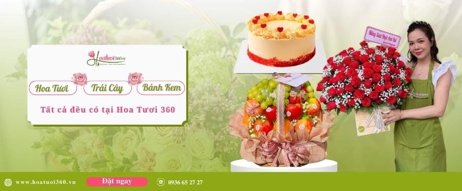 Banner hoa tươi trái cây bánh kem