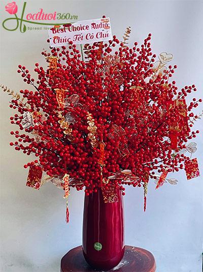 Bình hoa đào đông - Hồng phúc vẹn toàn