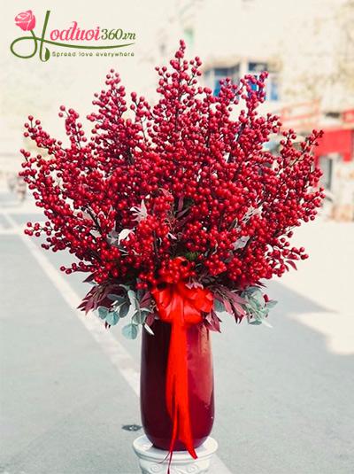 Bình hoa đào đông - Lộc đỏ trao tay