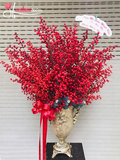 Bình hoa đào đông - May mắn vạn gia