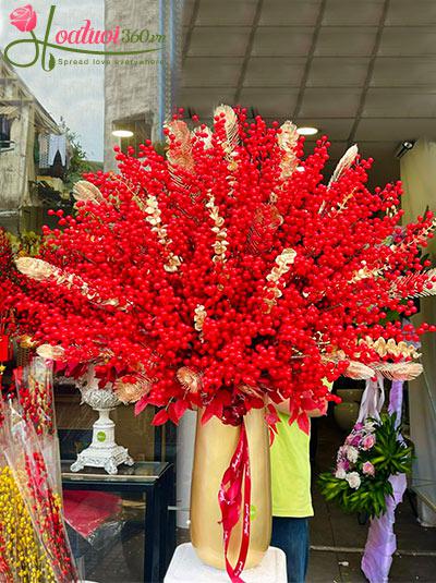 Bình hoa đào đông - Năm mới an khang