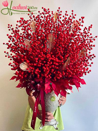 Bình hoa đào đông - Tân xuân như ý