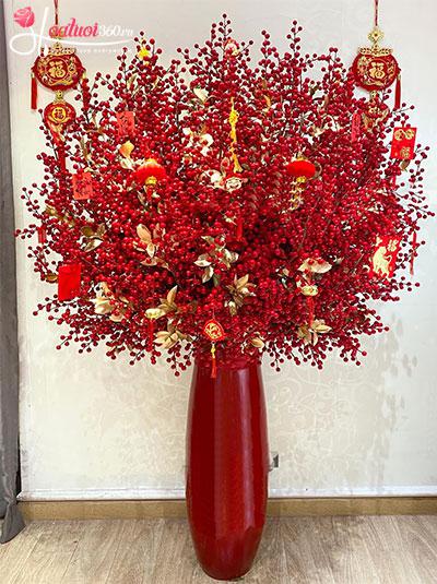 Bình hoa đào đông - Vạn sự thành đạt