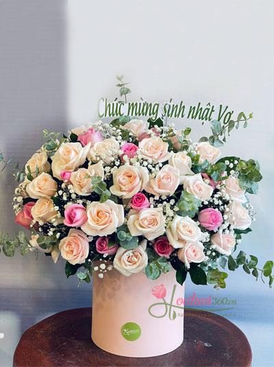 Hộp hoa hồng đẹp - Hạnh phúc nhé em