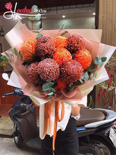 Bó hoa cúc mẫu đơn - Mãi luôn rạng ngời