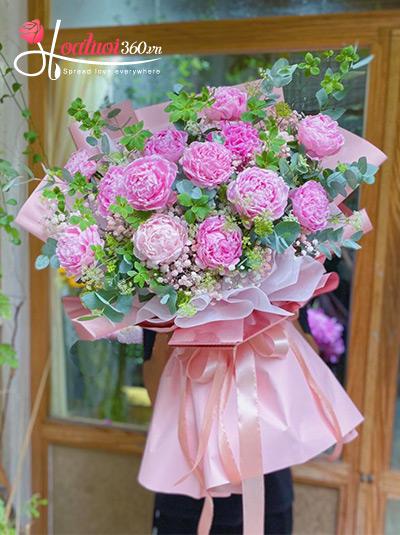 Bó hoa mẫu đơn - Quý cô ngọt ngào