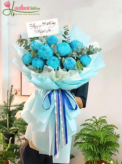 Bó hoa cúc mẫu đơn xanh - Vẻ đẹp hiện đại