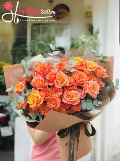 Bó hoa hồng cam - Rực rỡ như nắng