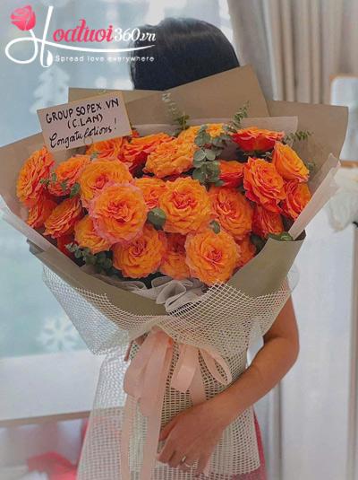 Bó hoa hồng cam - Thế giới muôn màu