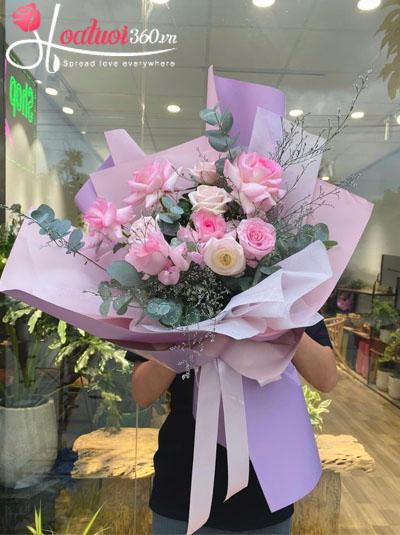 Bó hoa hồng đẹp - May mắn nở rộ