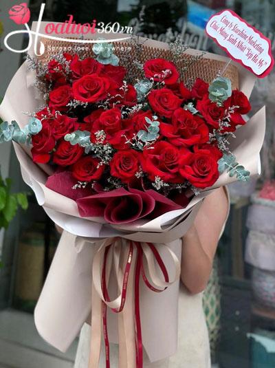 Bó hoa hồng đỏ - Rực rỡ kiêu sa