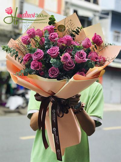 Bó hoa hồng tím - Tình yêu chân thành