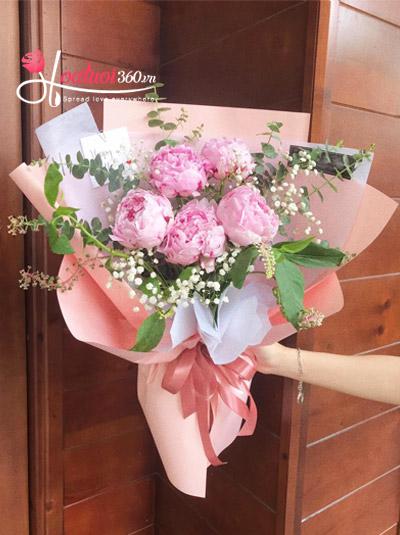 Bó hoa mẫu đơn hồng - Concern