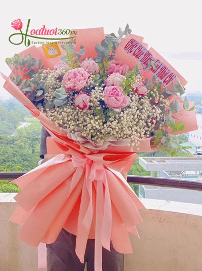 Bó hoa mẫu đơn hồng - Fancy