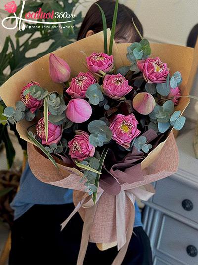 Bó hoa sen hồng - Hương thơm ngọt ngào