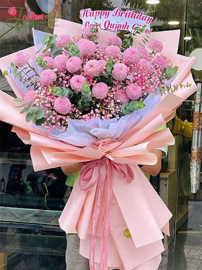 Bó hoa sinh nhật cúc ping pong - Hạnh phúc ngọt ngào