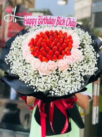 Bó hoa trái cây - Hồng ngọt ngào