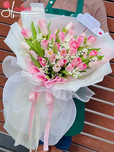 Bó hoa tulip hồng - Dịu dàng