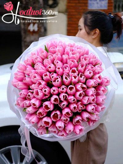 Bó hoa tulip hồng - Mình là của nhau