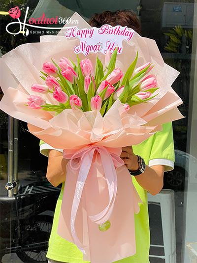 Bó hoa tulip hồng - Nắng đưa tình về