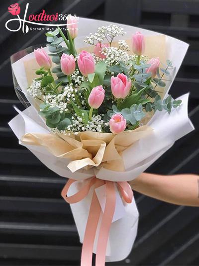 Bó hoa tulip hồng - Ring my bell