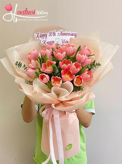 Bó hoa tulip hồng - Say ánh mắt em