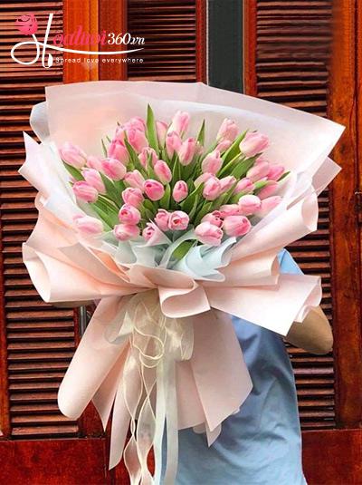 Bó hoa tulip hồng - Take my hand