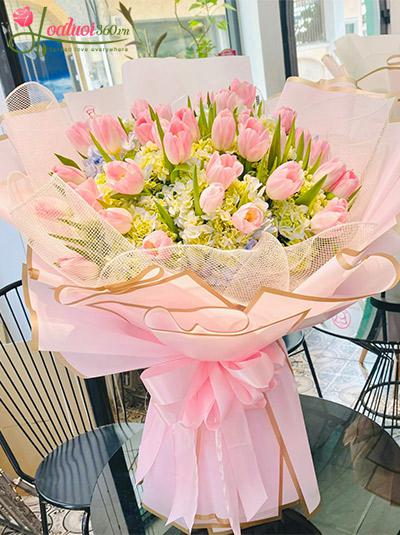 Bó hoa tulip hồng - Tình yêu mãi mãi