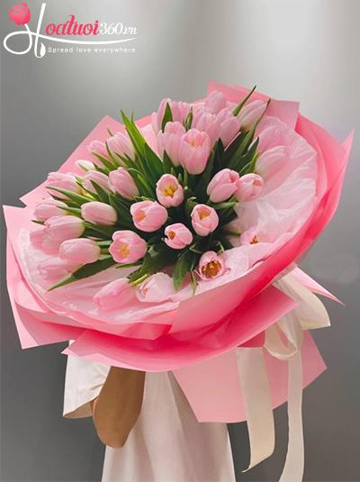 Bó hoa tulip hồng - Vì có em