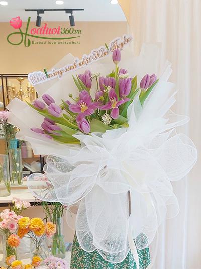 Bó hoa tulip tím - Gặp em đúng lúc