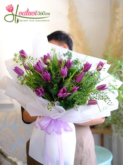 Bó hoa tulip tím - Hạnh phúc quay lại