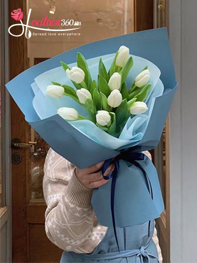 Bó hoa tulip trắng - Giấc mơ tuyết trắng