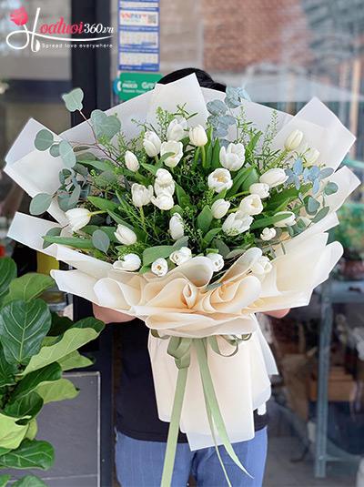 Bó hoa tulip trắng - Pure love