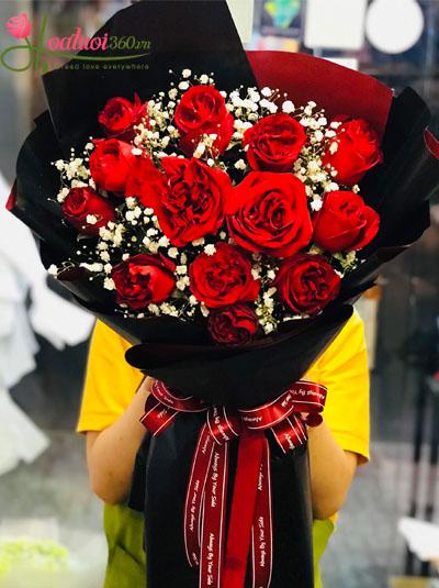 Bó hồng Ohara đỏ tuyệt đẹp