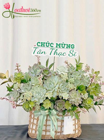 Giỏ hoa sen đá - Nhất lộ sinh hoa