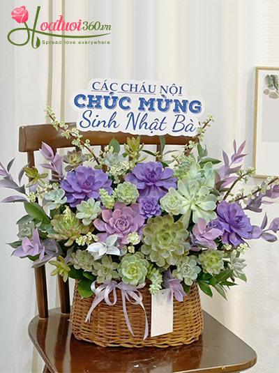 Giỏ hoa sen đá - Tuổi xuân dài lâu