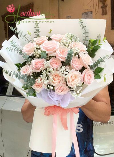 Hoa 20-11 - Bó hoa hồng pastel sang trọng
