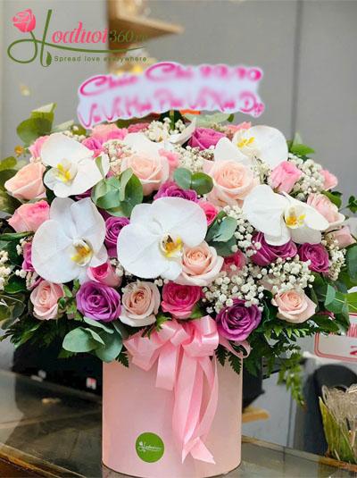 Hoa 20-11 - Hộp hoa hồng đa sắc