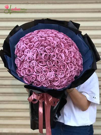 Hoa hồng sáp - Bó hồng tím mộng mơ