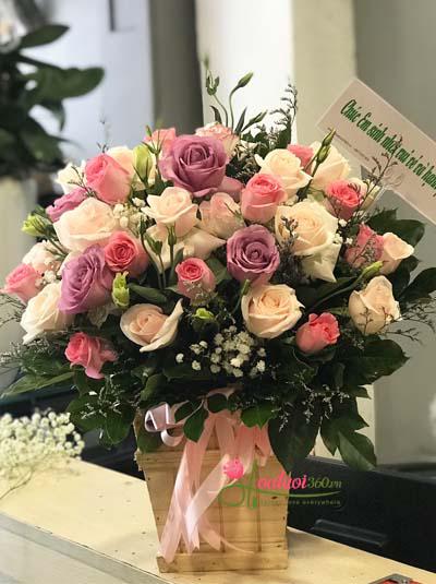 Hoa hộp gỗ- Chào ngày tươi sáng