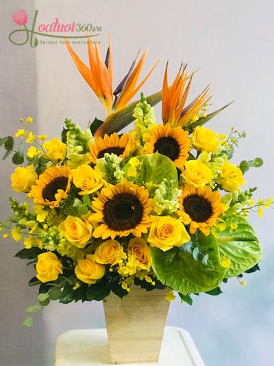 Hoa hộp gỗ - Lời chúc tốt đẹp