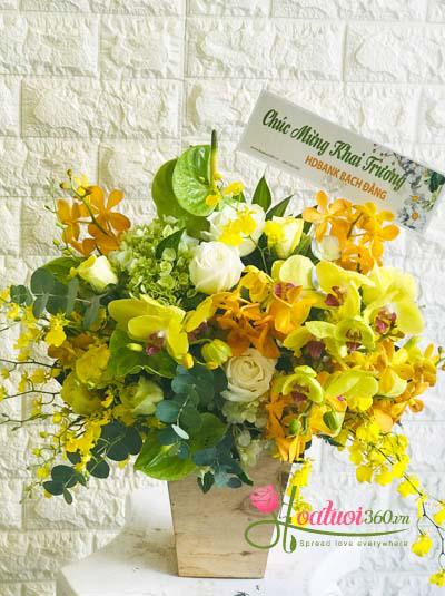 Hoa hộp gỗ sang trọng