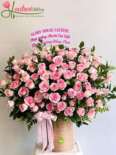 Hộp hoa chúc mừng - May mắn hồng phát