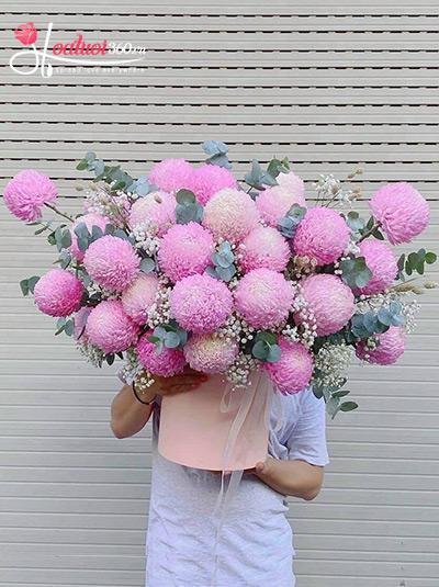 Hộp hoa cúc mẫu đơn - Chiều thu