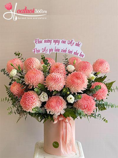 Hộp hoa cúc mẫu đơn - Rực rỡ muôn phương