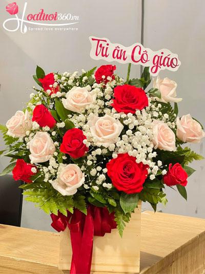 Hoa 20-11 - Hộp hoa hồng đỏ gửi tình tri ân