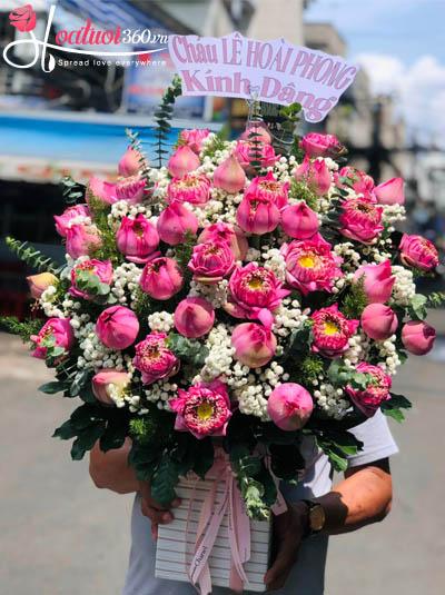 Hộp hoa sen hồng - Phẩm chất cao quý