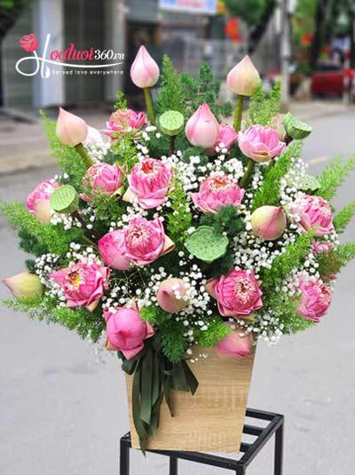 Hộp hoa sen hồng - Tình hồng