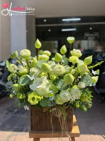 Hộp hoa sen trắng - Liên hoa khai phúc