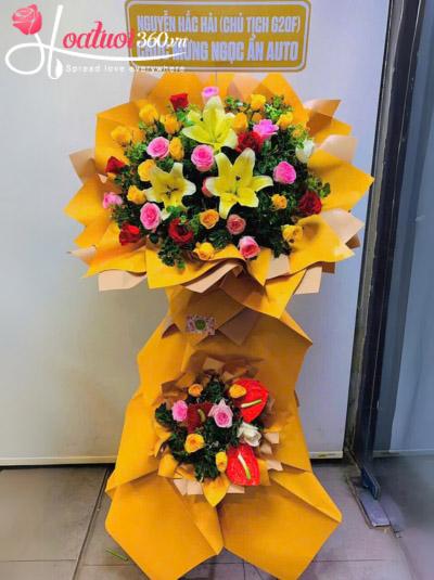 Kệ hoa khai trương - Làm ăn phát tài